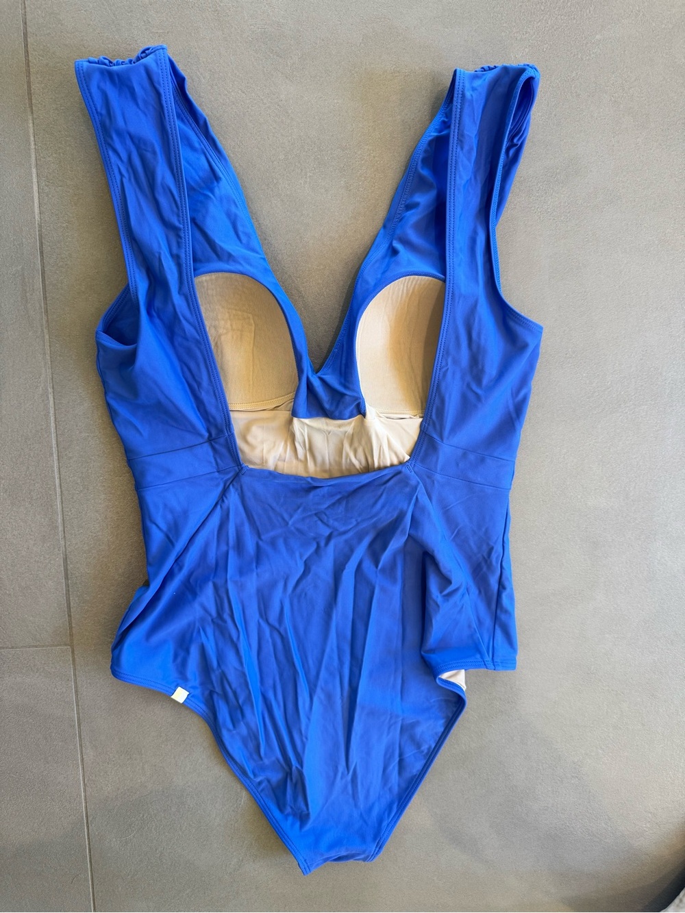 Womens Royal Blue One-Piece Swimsuit - V-Neck - Picture 2 of 3
